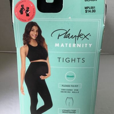 NIP! Playtex Sz L/XL Maternity Tights Flex to Fit Comfy Top Waistband MPL001 BLK