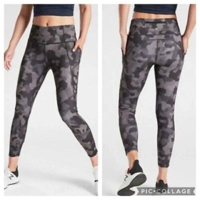 Athleta Women's Lightning Camo 7/8 Tight Leggings Pull-On Gray/Black Size S