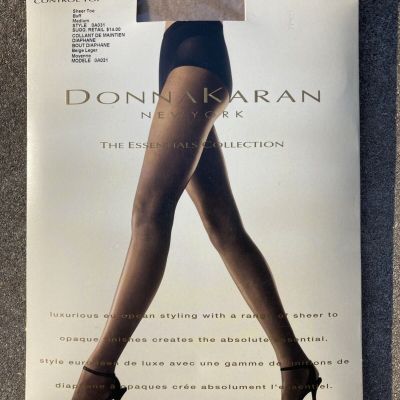 Donna Karan Essentials Sheer Control Top Pantyhose Nylons Size M Buff Tan  New