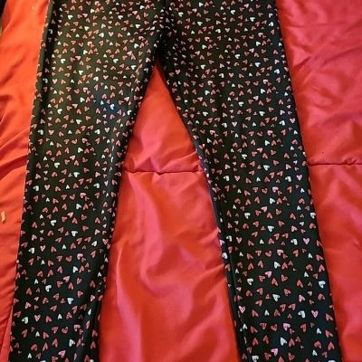 NEW BLACK PRINTED FLEECE LINED LEGGINGS SIZE MED