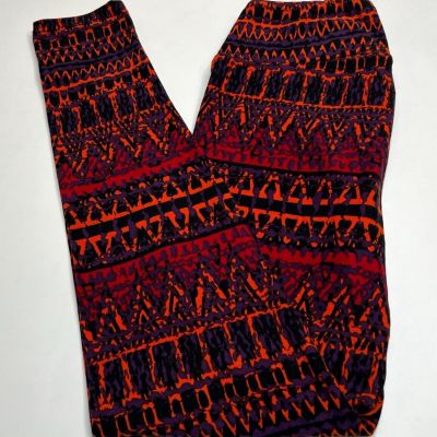 NEW LuLaRoe OS Leggings BLACK ORANGE PURPLE Tribal HALLOWEEN Line Aztec Chevron