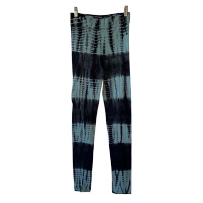 EARTHBOUND Blue + Black Tie-Dye Print High-Rise Waist Full Length Leggings Small