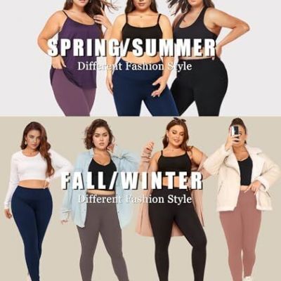 Plus Size Leggings for Women with Pockets-High Waisted XX-Large Plus Purple