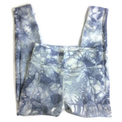 Offline by Aerie Women's Blue & White Tie Dye Ribbed Cropped Leggings Pant Small