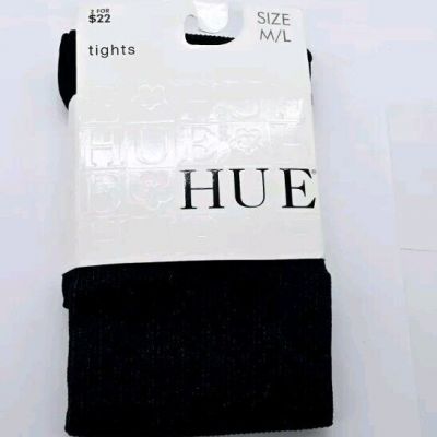 HUE Womens Lurex Rib Tights with Control Top Black M/L 1 Pair New