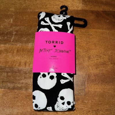 New Torrid 2 Black Skull X Bones Punk Gothic Betsey Johnson Leggings New