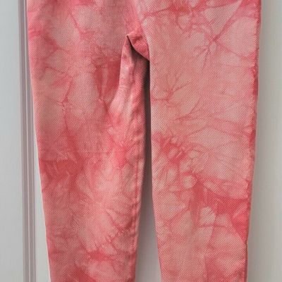 SOFIA VERGARA Active Wear Athletic Workout Cropped Leggings Size XL Red Tie Dye