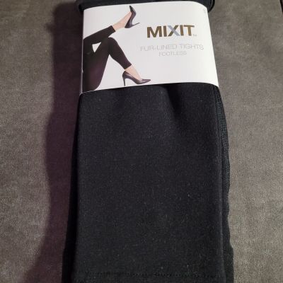 MIXIT Fur-Lined Women's Tights Footless Size Small Black