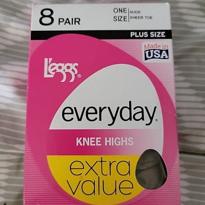 L'eggs Everyday Knee Highs 12 Pair One Size Off Black Sheer Toe
