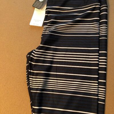 Gottex Leggings Size S/P With Black, Blue And White Stripes NWT Style# XGT-917L