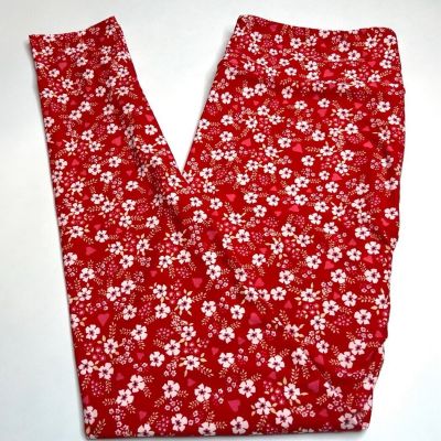 NEW LuLaRoe TC Leggings RED PINK BLACK Daisy Flower Floral Garden HEART Fall