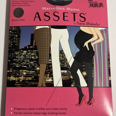 Spanx Marvelous Mama Assets Maternity Black Opaque Stripe Tights Size 1