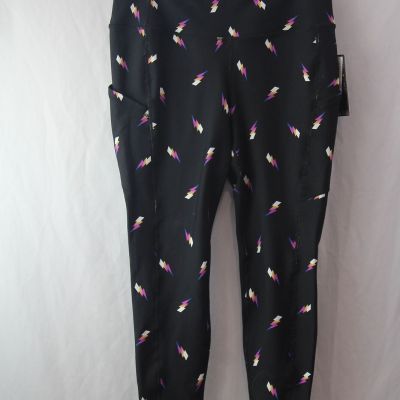 NWT Torrid Women's Black/Pink Lighting Pattern Ponte Ankle Leggings sz 1X/14/16