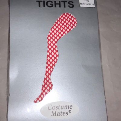 Costume Mates Fish Net Tights Hosiery One Size Fits Most RED