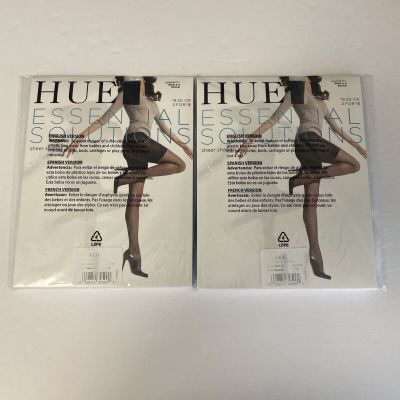 HUE Essential Solutions Sheer Shaper Invisible Reinforced Toe Blk Size 2Lot Of 2