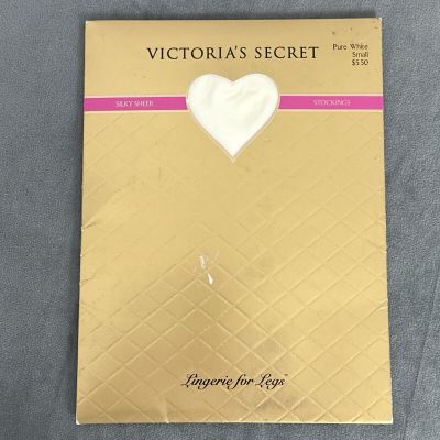 Vintage Victoria’s Secret Silky Sheer Stockings Pure White Small USA Hosiery New