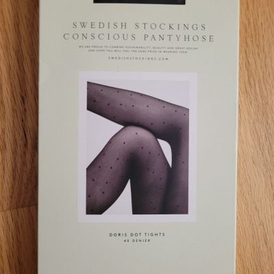 Swedish Stockings Doris Dot Tights 40 Den Black Size L