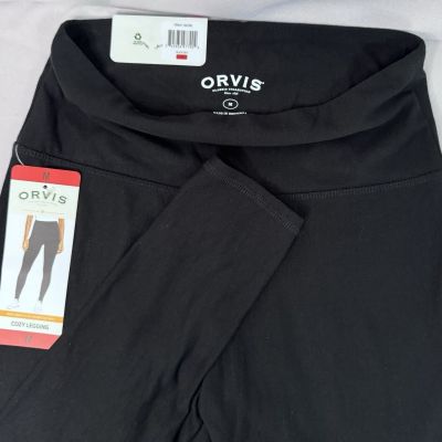 Orvis Womens M Black Cozy Legging Wide Waistband High Rise Soft Fleece NWT