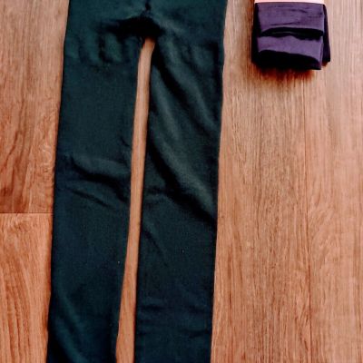 Legale Plush Footless Tight Legging Lot Women's S/M New Plum BONUS Used Charcoal