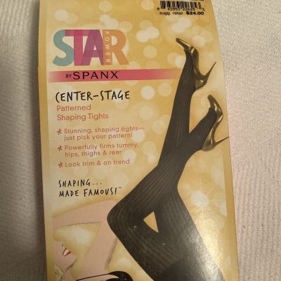 SPANX Star Power Center Stage Patterned Shaping Tights Size E Ribbed Row  -NEW