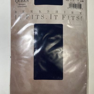 Berkshire It Fits Queen Size 1x-2x Pantyhose Navy Opaque Sandalfoot 1989