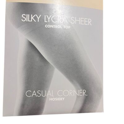 Casual Corner Silky Lycra Sheer Control Top Pantyhose Sandalfoot SZ B MISTYTAUPE