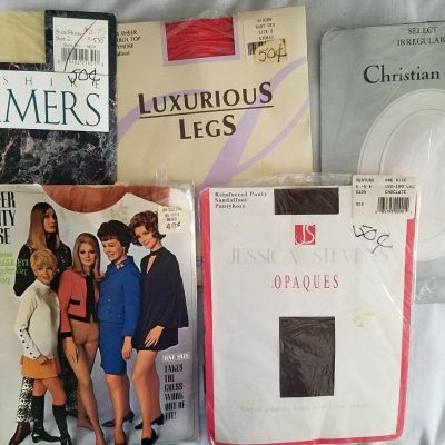 Lot Of 5 Vintage Pantyhose And Nylons Various Sizes And Colors