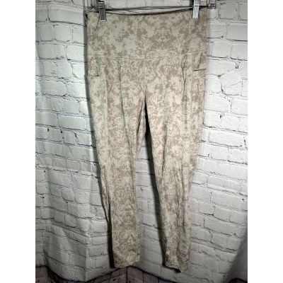 EDDIE BAUER LADIES BEIGE TIE DYE PRINT LEGGINGS WITH SIDE POCKETS  (S)  WORN ONC