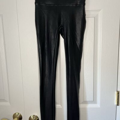 Spanx moto leggings Faux Leather Women’s small Shiny Leggings