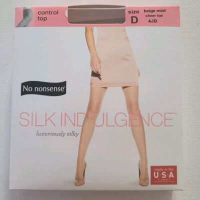 No Nonsense Silk Indulgence Control Top Sheer Toe Pantyhose Beige Mist D 3 pack