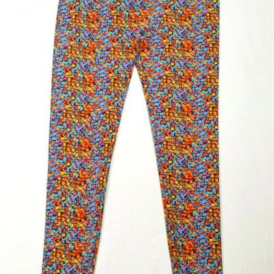 LuLaRoe Women One Size Leggings Multicolor Abstract Blue Orange Purple