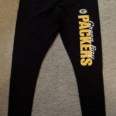 Green Bay Packers Pajama leggings Black/Packers Logo Stretch NFL Sleepwear Xl