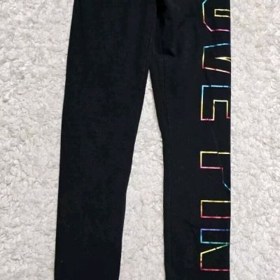 Pink Victoria Secret Cotton Blend Leggings Black Logo XS