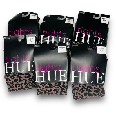 Hue Animal Print Tights With Control Top- Size 1 Mink 6 Pair