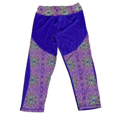 New Balance Women’s Sz L 14 Blue/Purple 3D Floral Workout Leggings, Yoga - EUC