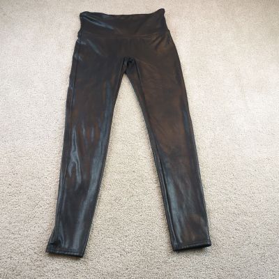 SPANX Leggings  Black Faux Leather Tight Fit Pants Women's Size Large Yoga