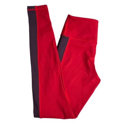 Zyia Active Red Purple Stripe Light N Tight High Rise Full Length Leggings 4