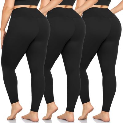 3 Pack plus Size Leggings for Women -Stretchy X-Large-4X Tummy Control High Wais