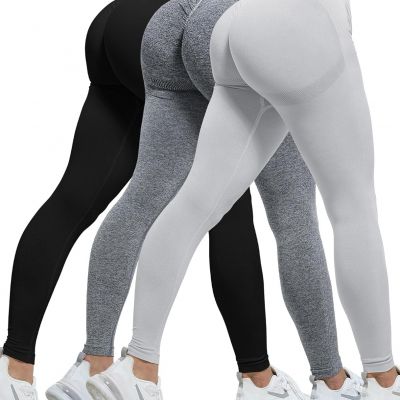 3 Piece Workout Leggings Sets for Women, Gym Scrunch Butt Butt Lifting Seamless