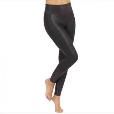 Spanx Womens Black Faux Leather Leggings Size 1X