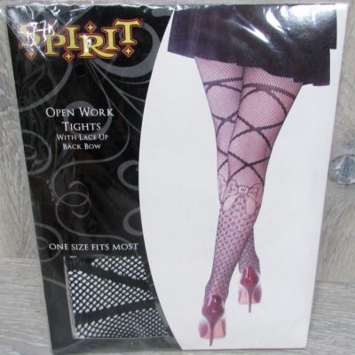 Spirit Halloween Open Work Tights with Lace Up Back Bow One Size Fits Most