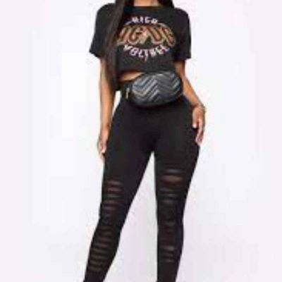 FASHION NOVA Black Pomona High Waist Destroyed Leggings S/M