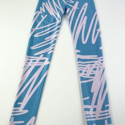 Goldsheep Leggings Size Small Aqua Blue Pink Geometric Scribble Exercise