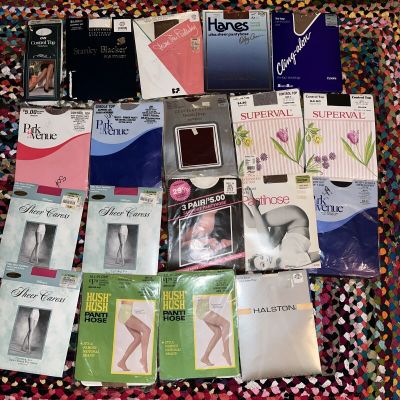 Lot of 19 Vintage Mixed PANTYHOSE NEW OLD STOCK Various Sizes & Colors