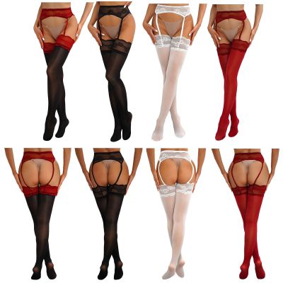Womens Suspender Pantyhose Floral Sexy Lace Fishnet Tights Garter Belt Stockings