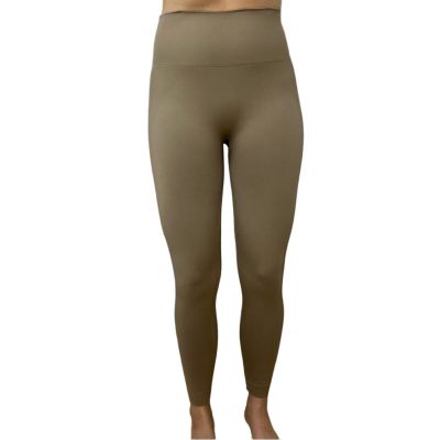 Set Active Leggings Brown Tan Full Length Gym Workout Minimalist Size Medium