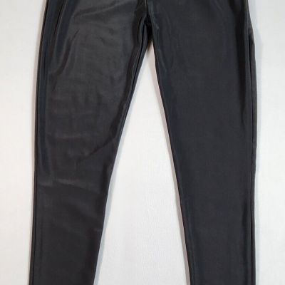 Glossy High Waisted Leggings Slim Fit Ankle Length Womens Size Small Black