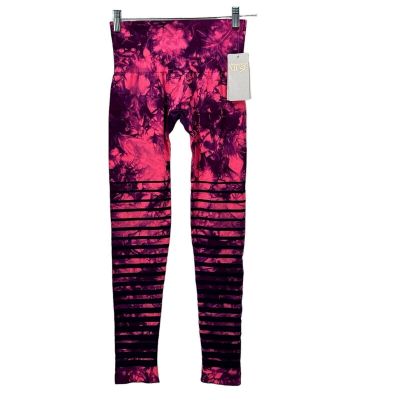 Climawear Muse Legging Pant Women's S Icy Bright Pink Striped Watercolor NEW