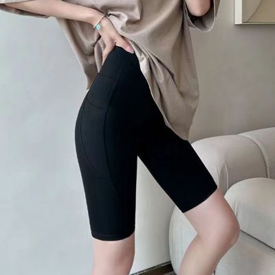 Shorts Phone Pockets Workout Jogging Cycling Knee Length Pants Thin