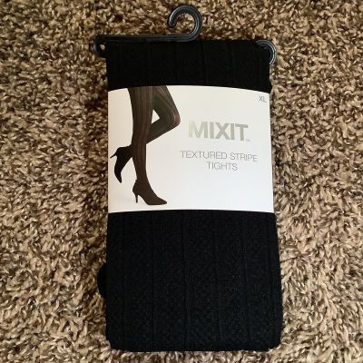 MIXIT textured stripe tights, color black, size: XL